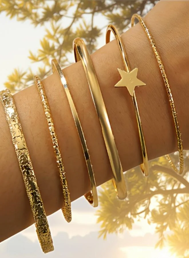 تايك تو طقم أساور ذهبية متنوعة من قطعتين بست قطع