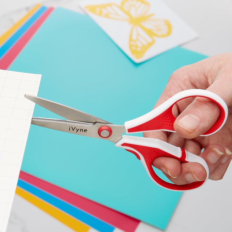 iVyne (8pcs) Berry Essentials Silicone Vinyl Weeding Tool Kit Soft Grip Weeding Tools for Vinyl with Weeder, Tweezers, Picker, Scissors and Scraper Set for Silhouette Cameos and Cricut Craft (Red) - Image 5