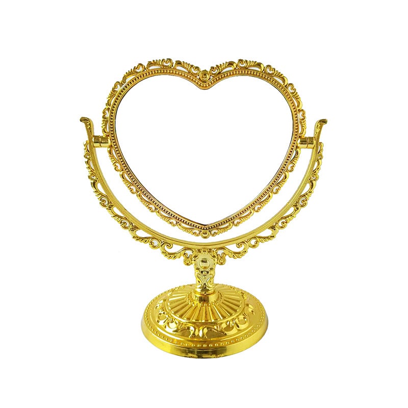 Round Oval Double-Sided Rotating Table Mirror Retro Imitation Gold Imitation Silver Desktop Dressing Mirror Lace Makeup Mirror - Image 4