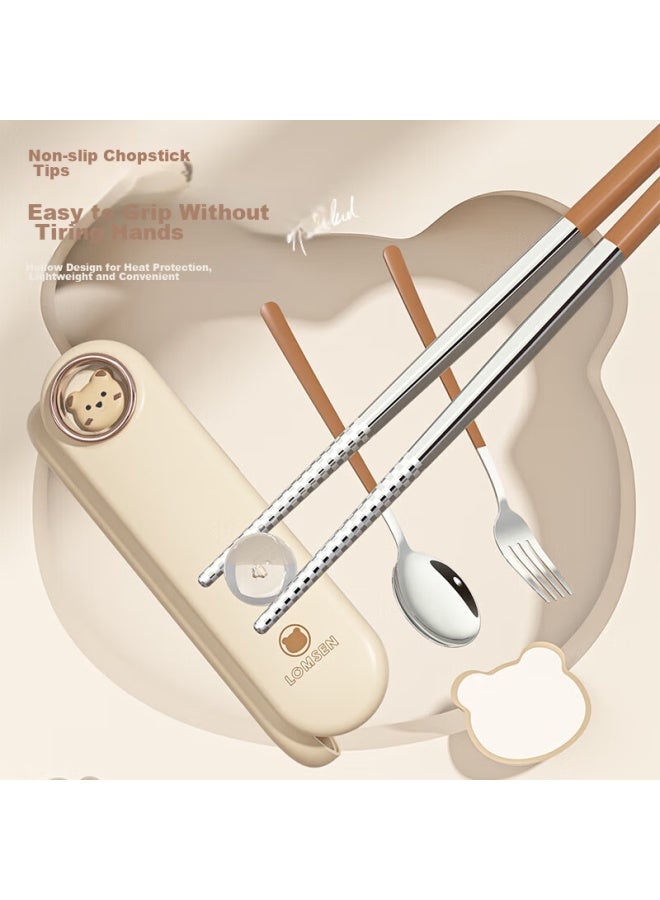 Jing Yan Xuan Jing Yanxian 304 Stainless Steel Spoon And Chopsticks Set, Individual Chopsticks For Home Use, Convenient Tableware Box, Premium Divided Chopsticks - Image 3
