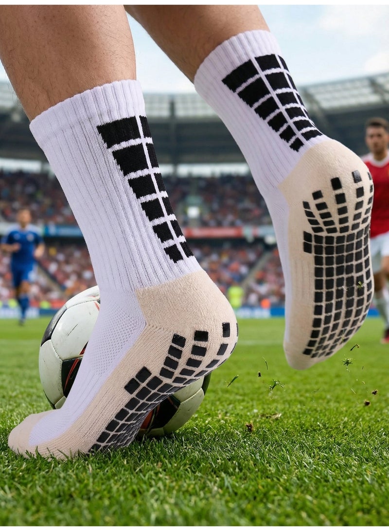 جوارب كرة القدم المقاومة للانزلاق للرجال - 3 أزواج جوارب رياضية سميكة ماصة للصدمات مع تهوية ومقاومة للرائحة، للكرة القدم والنادي الرياضي والارتداء اليومي - Image 2