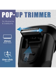 Generic Electric Shaver, Wet & Dry, Rechargeable, Cordless Foil Shaver, trim beards and hair razors Precision razor for perfect trimming of cheeks，chin and neck edges Cheeks, 3s Travel Lock function,Black grey  - Image 4