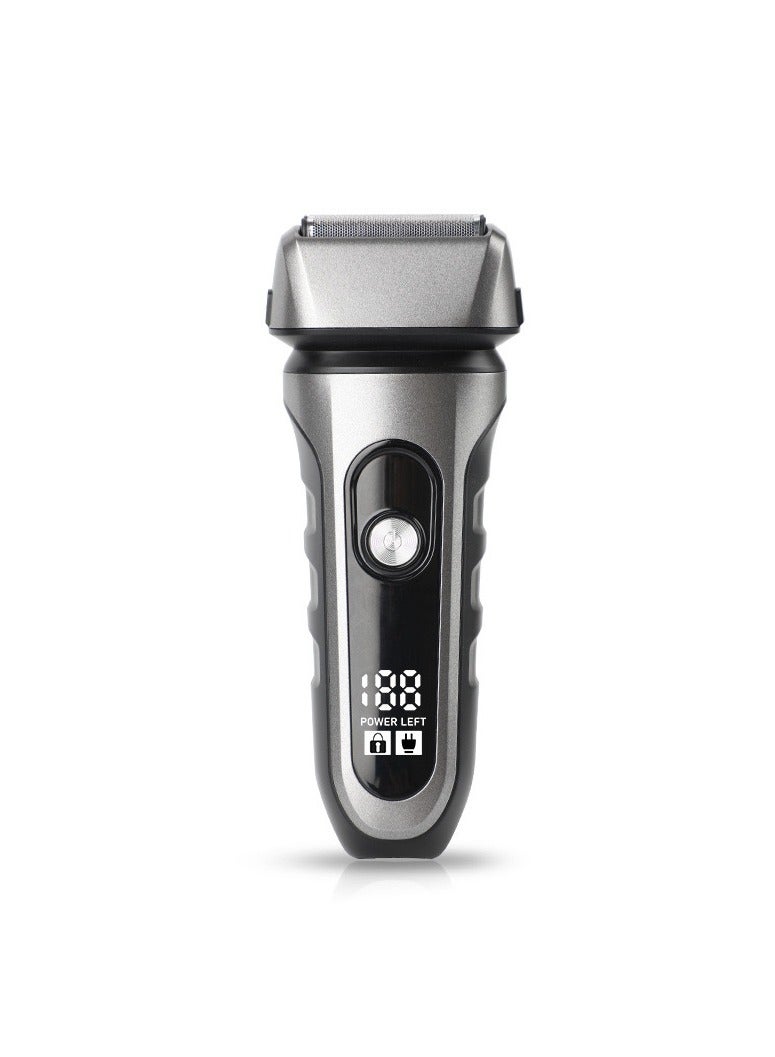 Generic Electric Shaver, Wet & Dry, Rechargeable, Cordless Foil Shaver, trim beards and hair razors Precision razor for perfect trimming of cheeks，chin and neck edges Cheeks, 3s Travel Lock function,Black grey  - Image 1