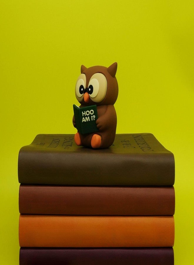 GOOFBALLS Little Readers - Cute Figurines for Bookshelves, Desks, Terrariums & Home Decor - Book-Loving Animal Statues - Owl - Image 3