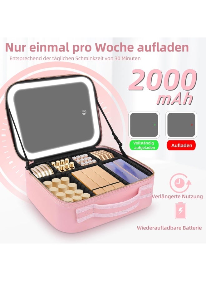 Travel makeup case with a magnetically removable 360-degree illuminated mirror and LED lighting. - Image 4