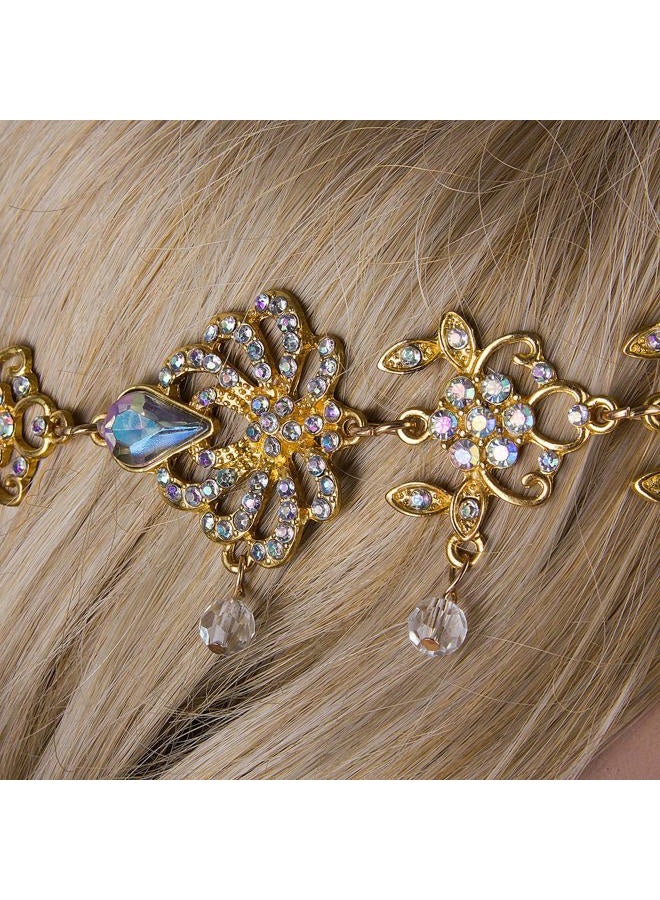 CROWN GUIDE Bridal Headband and Earrings Crystal Jewelry Set Wedding Headpiece for Women Brides Tiara Rhinestone Hair Accessories Gold - Image 4