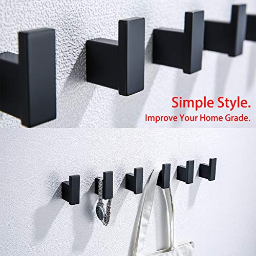 RANDOM Matte Black Towel Hooks for Bathrooms Kitchen Black Hooks for Hanging 2 Pack SUS 304 Stainless Steel Wall Hooks Modern Bathroom Hardware Accessories Coat Robe Hook Wall Mounted.96009-8MB - Image 2