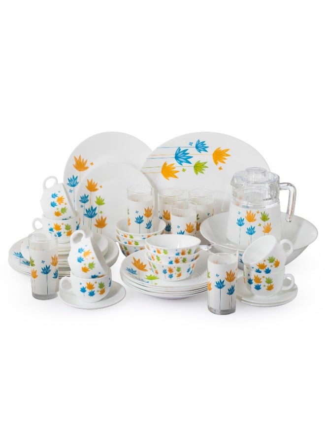 Alsaif 46-piece Arcopal dining set for 6 people with beautiful, vibrant floral patterns - Image 1