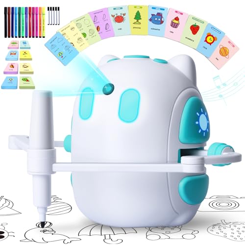 Hoarosall Drawing Robot for Kids 150 Educational Cards Smart Drawing Robot Voice Interactive Partner Montessori Painting Toy for Boys Girls Ages 38 Perfect for Birthdays Christmas and Learning Fun - Image 1
