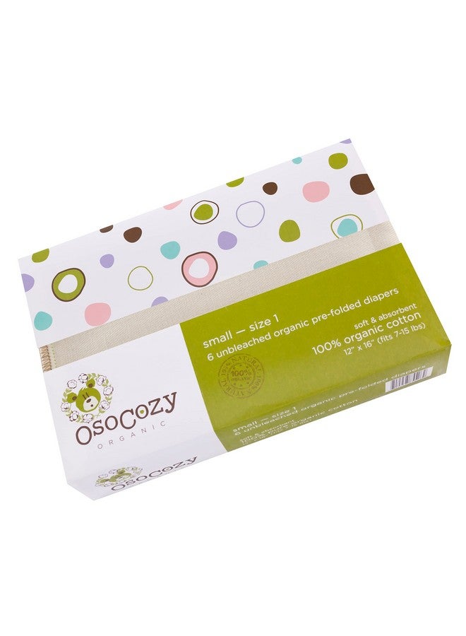 OsoCozy حفاضات قماش قطن عضوي مطوية تقليدية مقاس صغير 4X8X4 طبقات (6 عبوات) ناعمة للغاية سميكة ماصة متينة وصديقة للبيئة. لون طبيعي غير مبيض يناسب 715 رطل. - Image 1