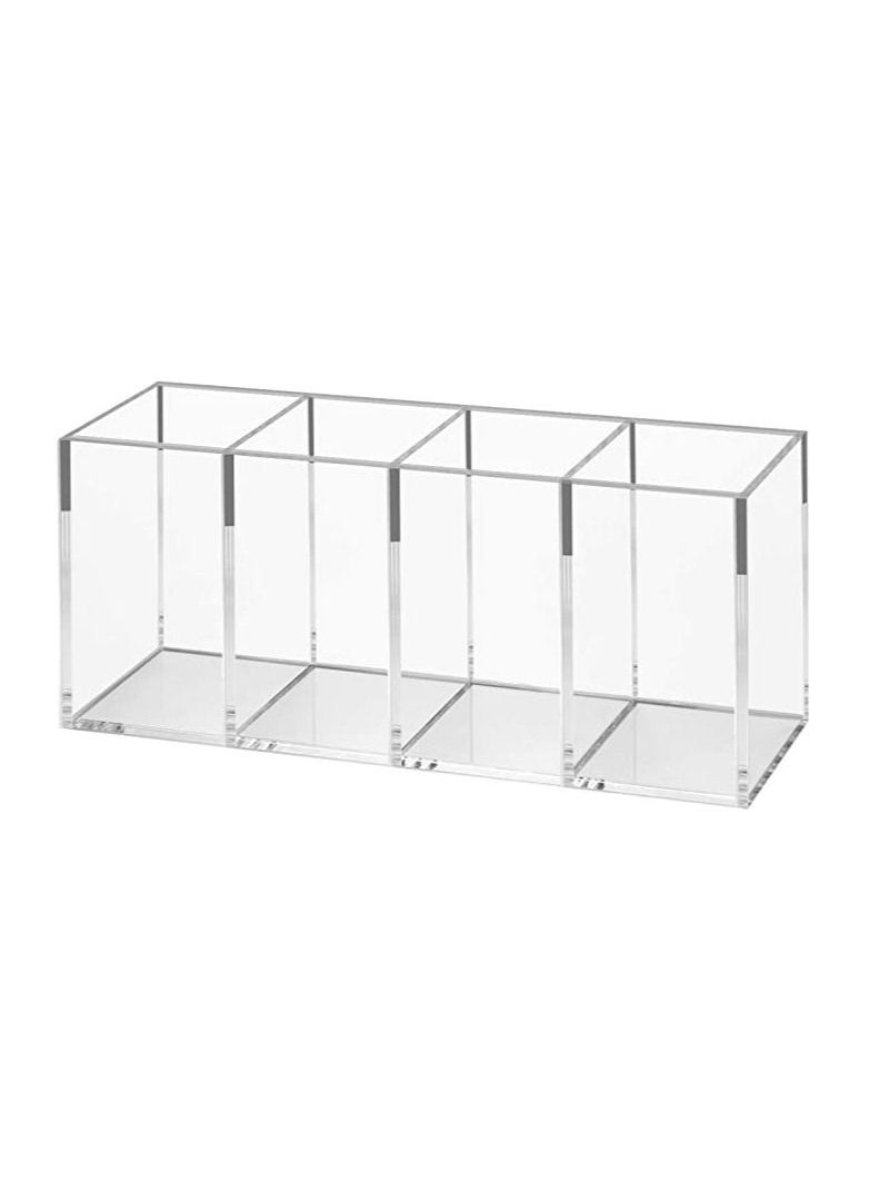 SMARTPOINTS Acrylic Pen Holder 4 Compartments Clear Pencil Organizer Cup for Countertop Desk Accessory Storage  - Image 1
