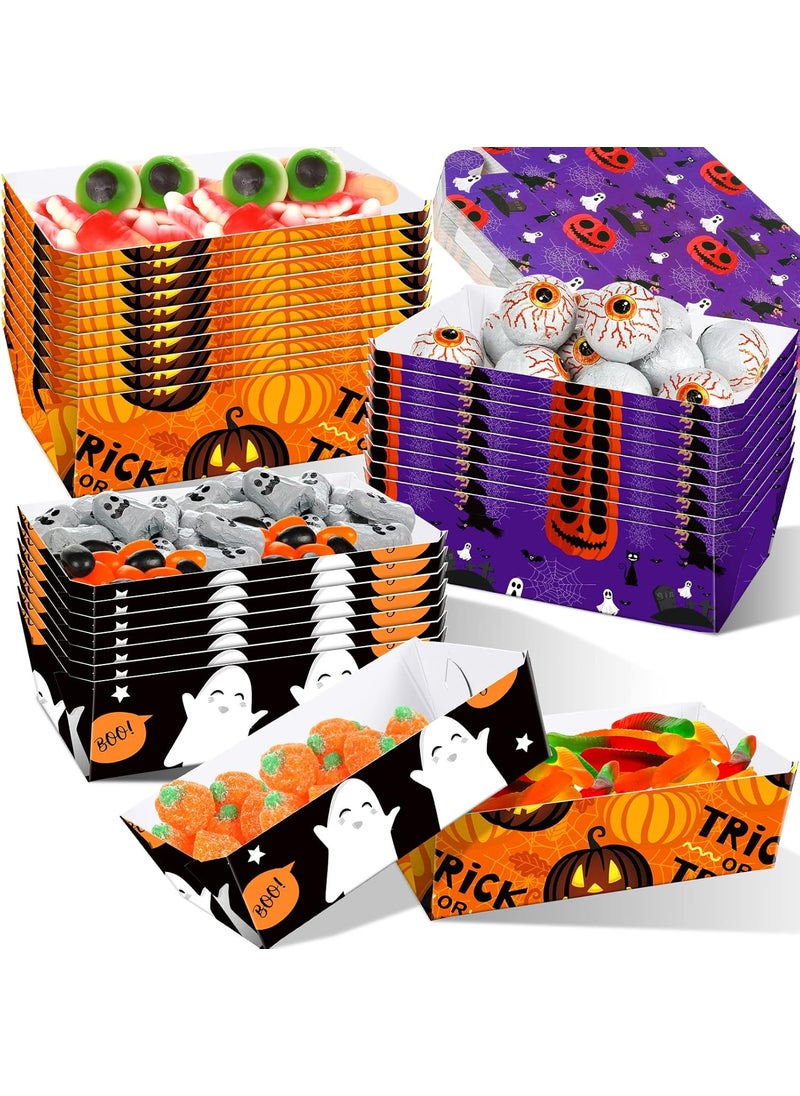 Nuenen Nuenen 60 Pieces Halloween Paper Food Trays Nacho Trays Halloween Treat Snack Candy Holder Trays Disposable Serving Trays for Halloween Decorations Treat Party Supplies  - Image 1