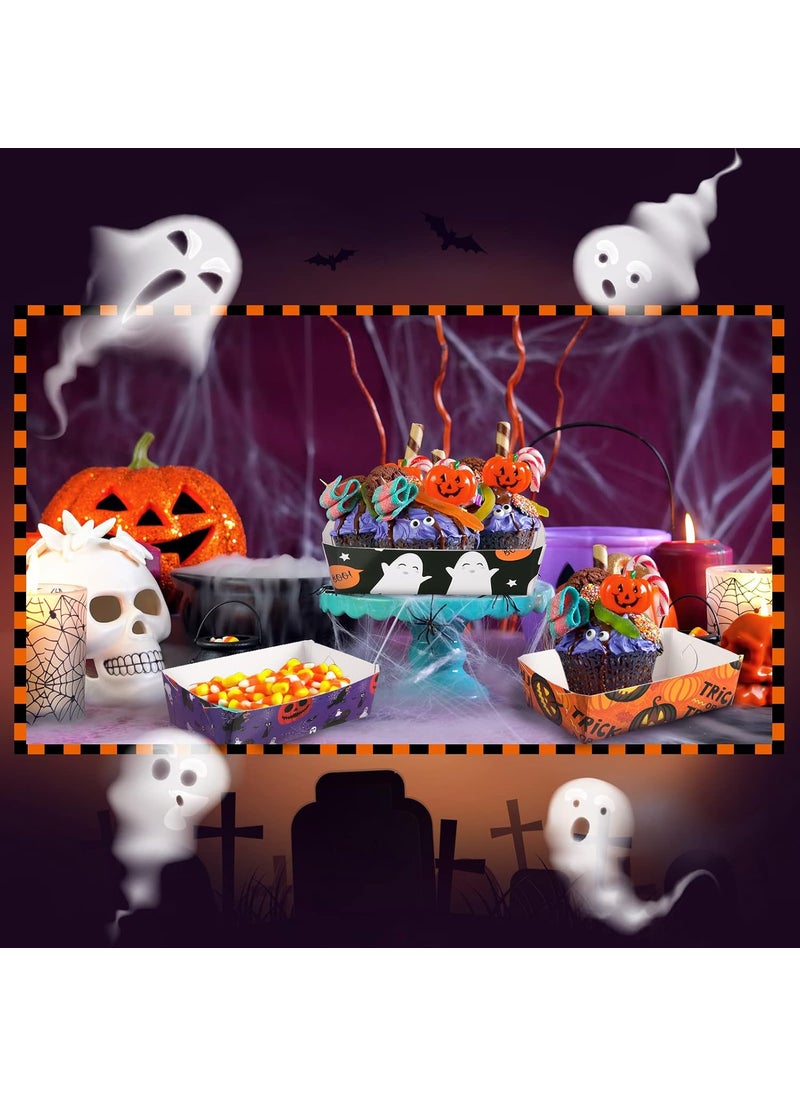 Nuenen Nuenen 60 Pieces Halloween Paper Food Trays Nacho Trays Halloween Treat Snack Candy Holder Trays Disposable Serving Trays for Halloween Decorations Treat Party Supplies  - Image 5