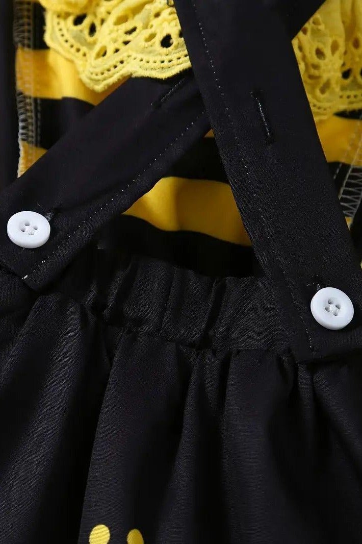 فساتين اطفال بنات — طباعة نحلة لطيفة وقبعة متعددة الألوان: فستان أطفال بنات مريح وعصري بأكمام قصيرة، ملابس مواليد بناتي صيفية، فستان مواليد أنيق مع زهور، ملابس رضع بناتي — وردي، أبيض، مقاس 6-12 شهرًا - Image 5