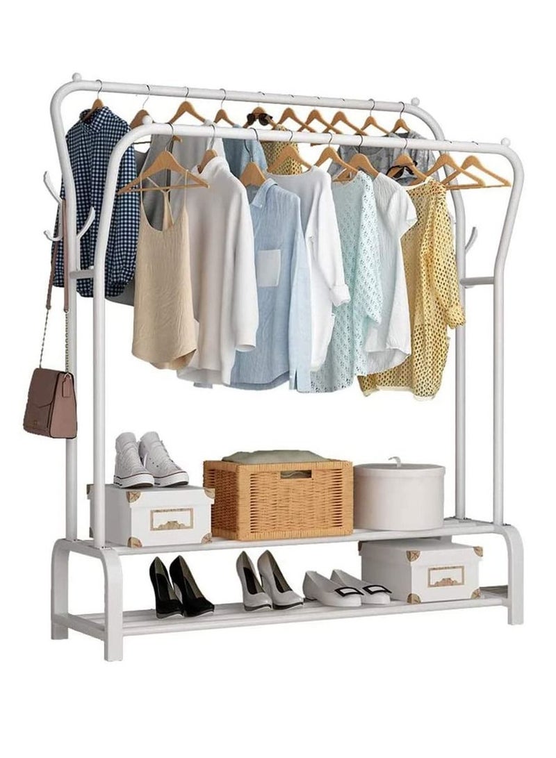 Arabest Clothes Organizer and Holder, Clothing Stand Metal, Garment Rack (white with Two Shelves)  - Image 2