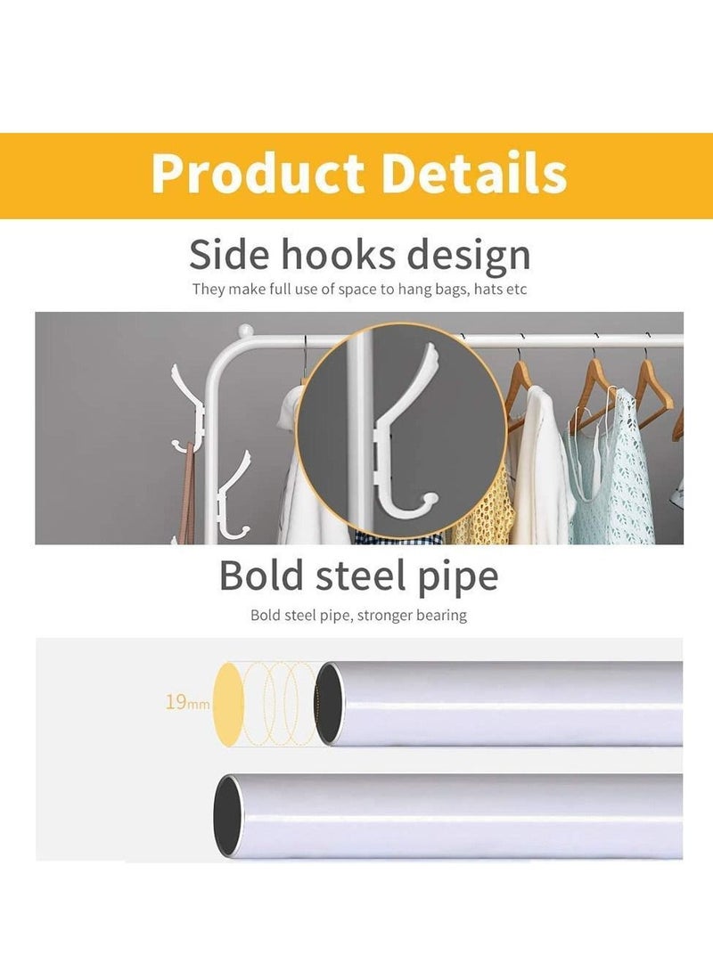 Arabest Clothes Organizer and Holder, Clothing Stand Metal, Garment Rack (white with Two Shelves)  - Image 4