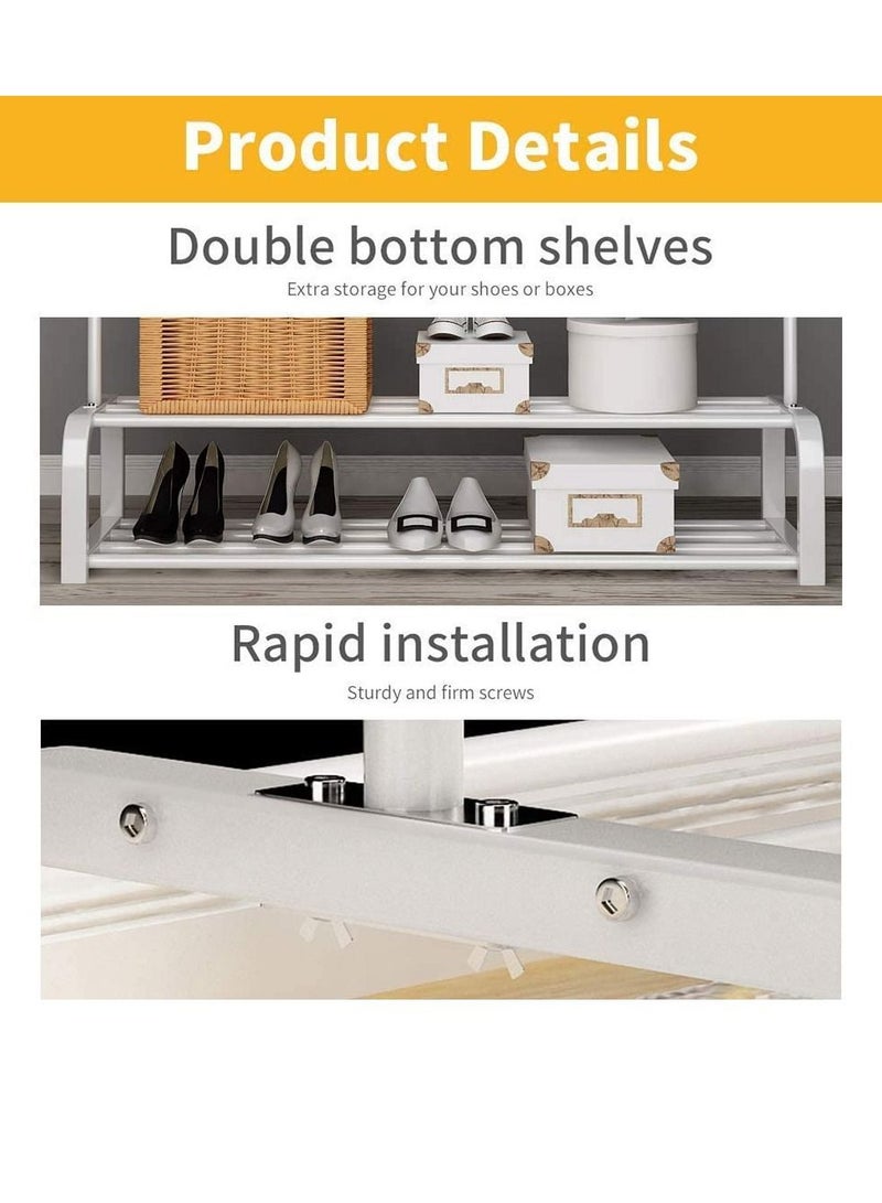 Arabest Clothes Organizer and Holder, Clothing Stand Metal, Garment Rack (white with Two Shelves)  - Image 5