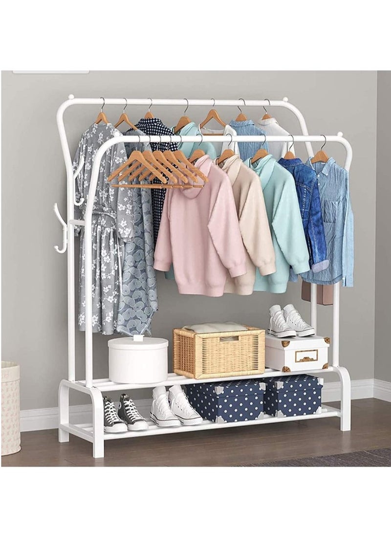 Arabest Clothes Organizer and Holder, Clothing Stand Metal, Garment Rack (white with Two Shelves)  - Image 1