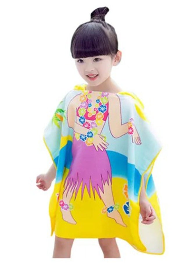 ZCM-HAPPY Kids Hooded Cape Bath Towel Microfiber Towel for Bathing  Swimming  - Image 1