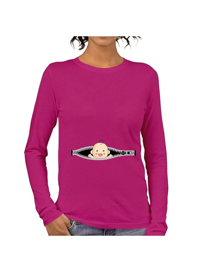 OPLU Store Women's Regular Fit Cotton Graphic Printed T Shirt.  ,Pink,2XL - Image 1