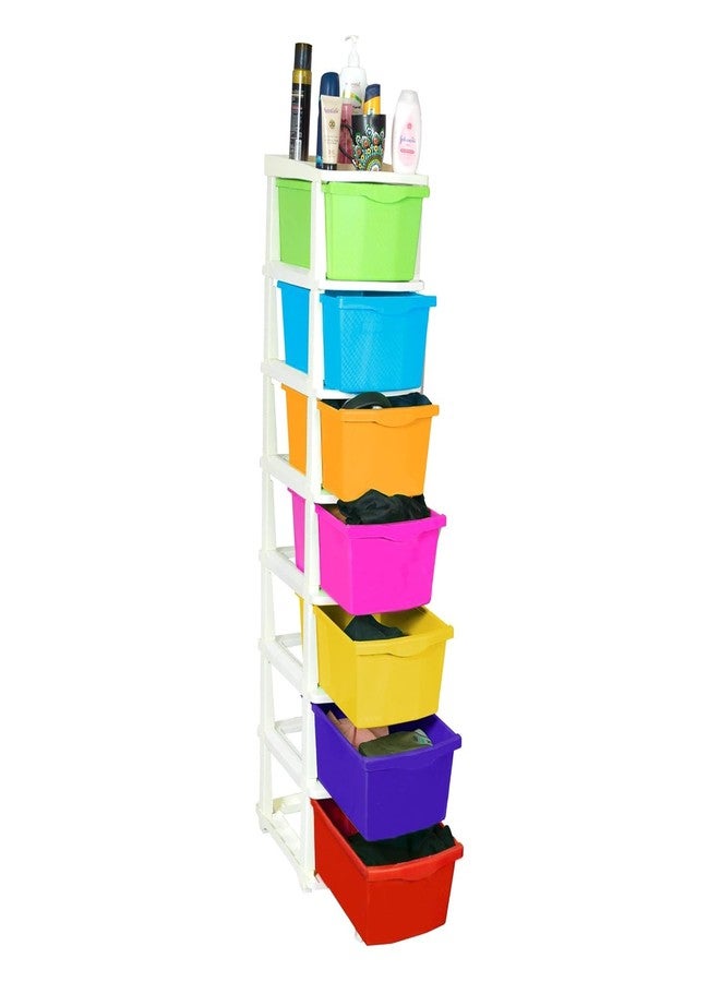 Nikdhan Creation 7XL Plastic Modular Drawer System for Home, Office, Hospital, Parlor, School, Doctors, Home and Kids, Product Dimension When assembeled (27cmx32cmx111 cm) (Multi Colour, 7XL) - Image 5
