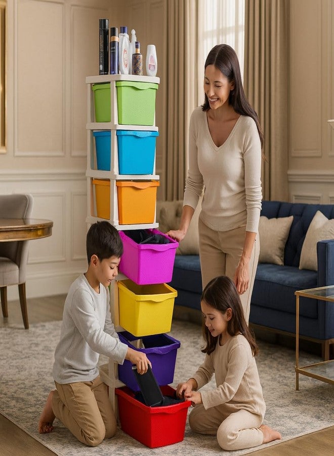 Nikdhan Creation 7XL Plastic Modular Drawer System for Home, Office, Hospital, Parlor, School, Doctors, Home and Kids, Product Dimension When assembeled (27cmx32cmx111 cm) (Multi Colour, 7XL) - Image 2