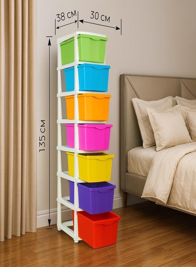 Nikdhan Creation 7XL Plastic Modular Drawer System for Home, Office, Hospital, Parlor, School, Doctors, Home and Kids, Product Dimension When assembeled (27cmx32cmx111 cm) (Multi Colour, 7XL) - Image 3