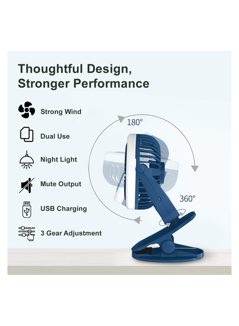 TEKNUM 2-In-1 Stroller Usb Charging Fan With Light-Blue - Image 5