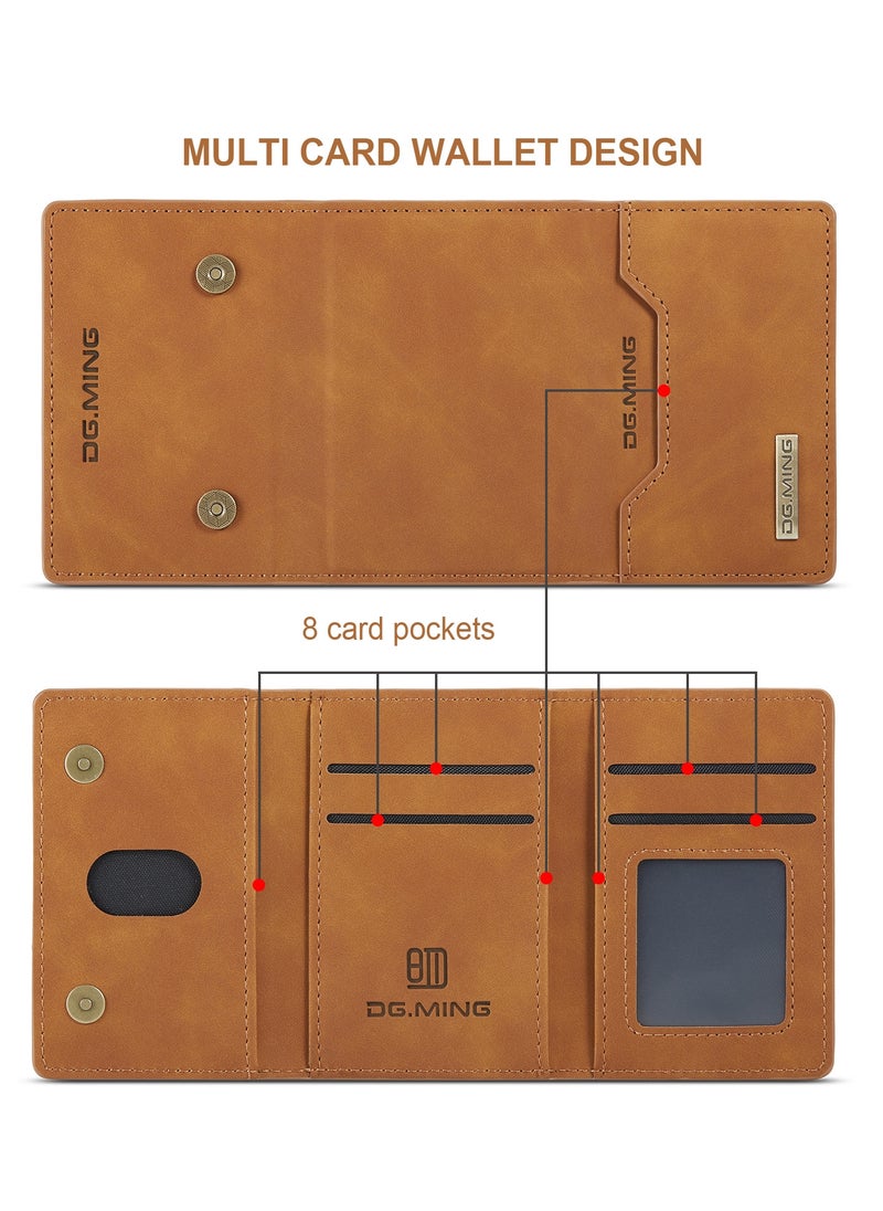 DGMING - Wallet Case for Samsung Galaxy S20 Ultra, DG.MING Premium Leather Phone Case Back Cover Magnetic Detachable with Trifold Wallet Card Holder Pocket (Brown) - Image 1