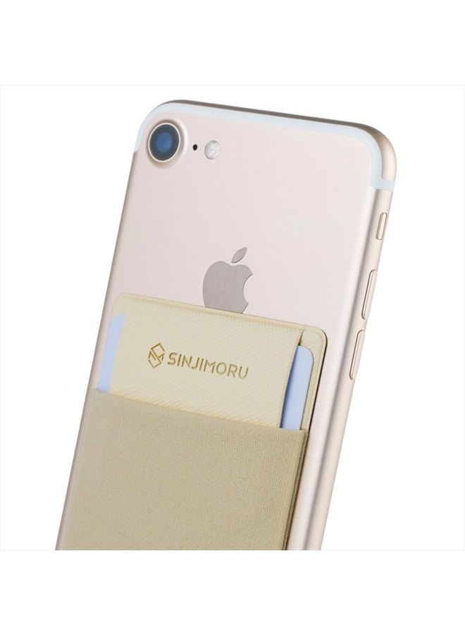 Sinjimoru Secure Card Holder for Back of Phone, Stretchy Fabric Cell Phone Wallet Stick On Credit Card Case for iPhone & Android. Sinji Pouch Flap Black - Image 1