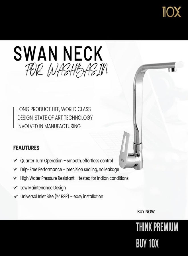 10X Rotateable Brass Swan Neck Tap SN-9847 for Washbasin/Kitchen Table Mounted Chrome Plated - Image 2