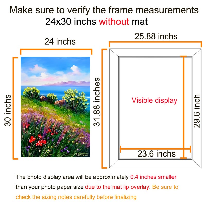 BESCRCL 24x30 Picture Frame Brown, Poster Frames Wall Hanging, Display Pictures 24 x 30 without Mat, 1 Pack - Image 2