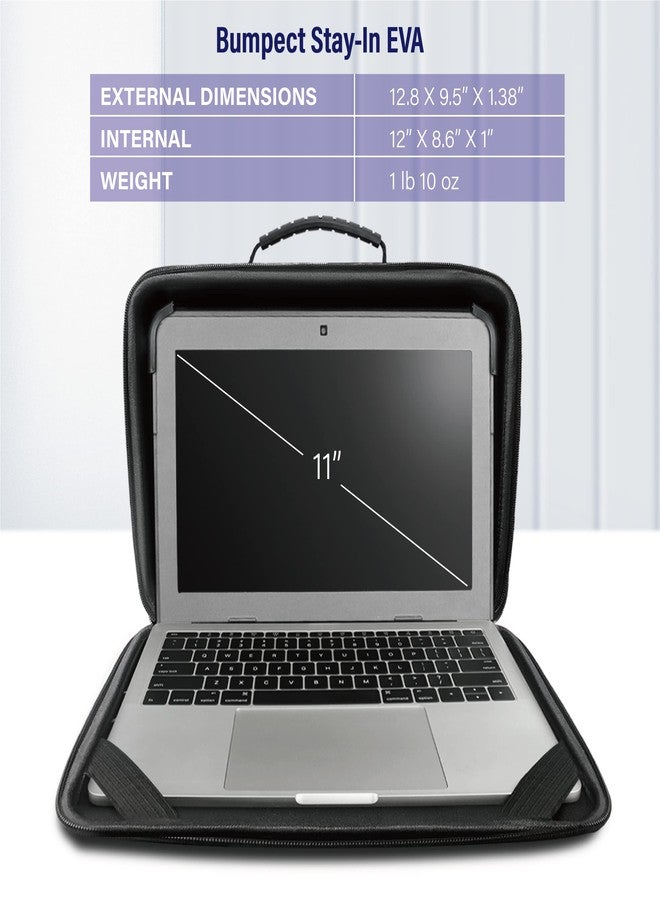 IBENZER EVA Stay-in Protective Case for 11" MacBook Air/Asus/Acer/Samsung/HP/Lenovo Chromebook Laptop, Hardshell Laptop Bag with ShoulderStrap & Handle for K-12 Students, Work, Black, EVA-LS-BK - Image 2