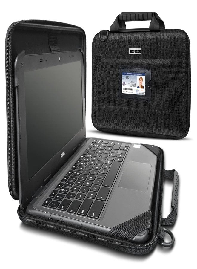 IBENZER EVA Stay-in Protective Case for 11" MacBook Air/Asus/Acer/Samsung/HP/Lenovo Chromebook Laptop, Hardshell Laptop Bag with ShoulderStrap & Handle for K-12 Students, Work, Black, EVA-LS-BK - Image 1