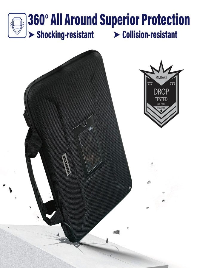 IBENZER EVA Stay-in Protective Case for 11" MacBook Air/Asus/Acer/Samsung/HP/Lenovo Chromebook Laptop, Hardshell Laptop Bag with ShoulderStrap & Handle for K-12 Students, Work, Black, EVA-LS-BK - Image 3