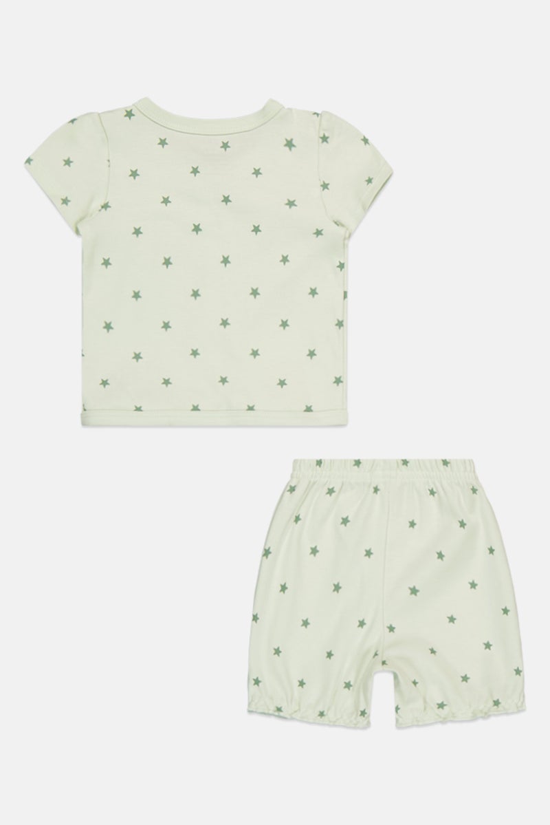 POPEES Toddlers Girl 2 Pcs Allover Print Top And Bloomer Set, Mint Green - Image 3