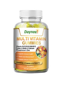 Daynee 60 Count Multi VitaminI Gummies，Vitamin A&C&D&E&B6&B12，Folate & Biotin & CalciumPhosphorus & Zinc，Advanced Multivitamin Gummies  - Image 1