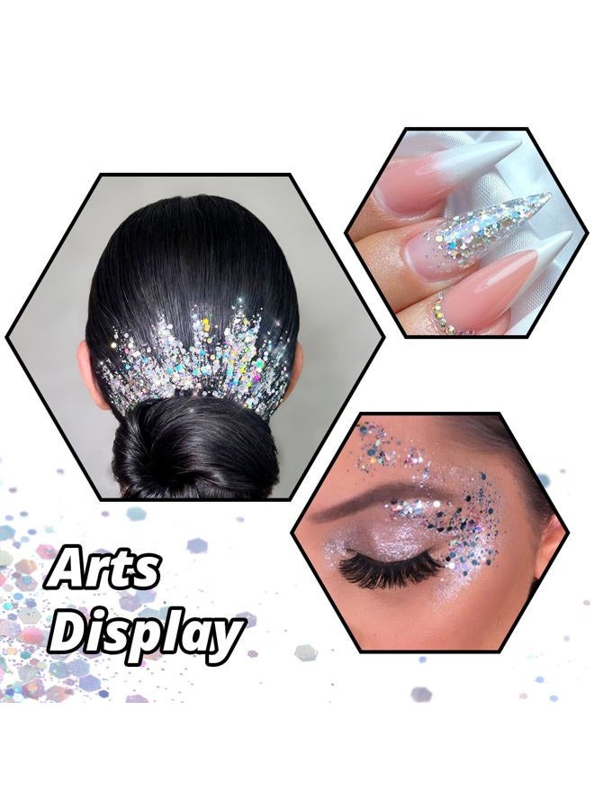 HTVRONT Holographic Silver Chunky Glitter - 100g/3.53oz Silver Glitter for Crafts, Resin, Nail, Tumbler, Makeup - Image 5