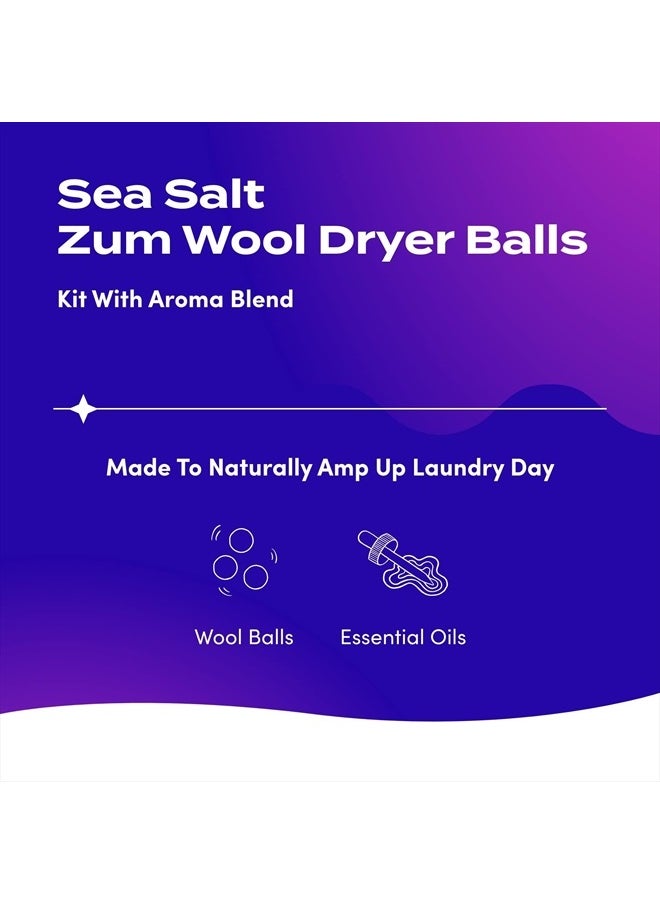 ZUM Indigo Wild Zum Laundry Dryer Balls Kit - Wool Laundry Balls for The Dryer - Essential Oil Spray - Reusable Drying Balls for Laundry - Sea Salt - (3 Dryer Balls, 1 Aroma Blend)  - Image 2