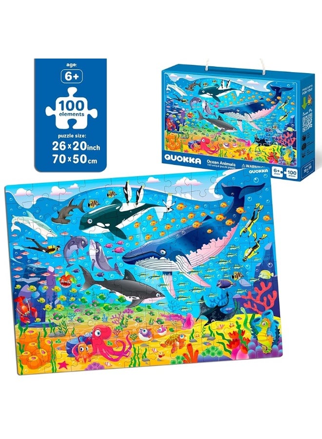 QUOKKA 100 Piece Jigsaw Puzzles for Kids Ages 4-8, 3 Sets - Ocean & Forest Animals - Toy for Learning and Eye-Hand Coordination - Unique Gift for Boy and Girl - Image 1