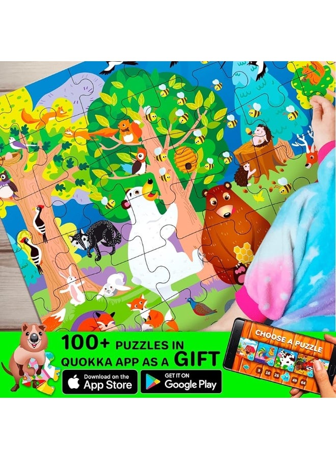 QUOKKA 100 Piece Jigsaw Puzzles for Kids Ages 4-8, 3 Sets - Ocean & Forest Animals - Toy for Learning and Eye-Hand Coordination - Unique Gift for Boy and Girl - Image 3