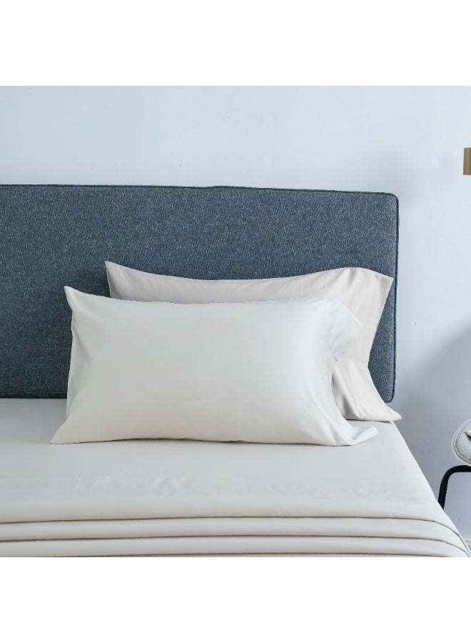 PHF Fitted Sheet 800 Thread Count Satin 100% Egyptian Cotton Natural Soft Durable Breathable Double Size (137cm x 190cm) with 40cm deep pocket, Cream - Image 2