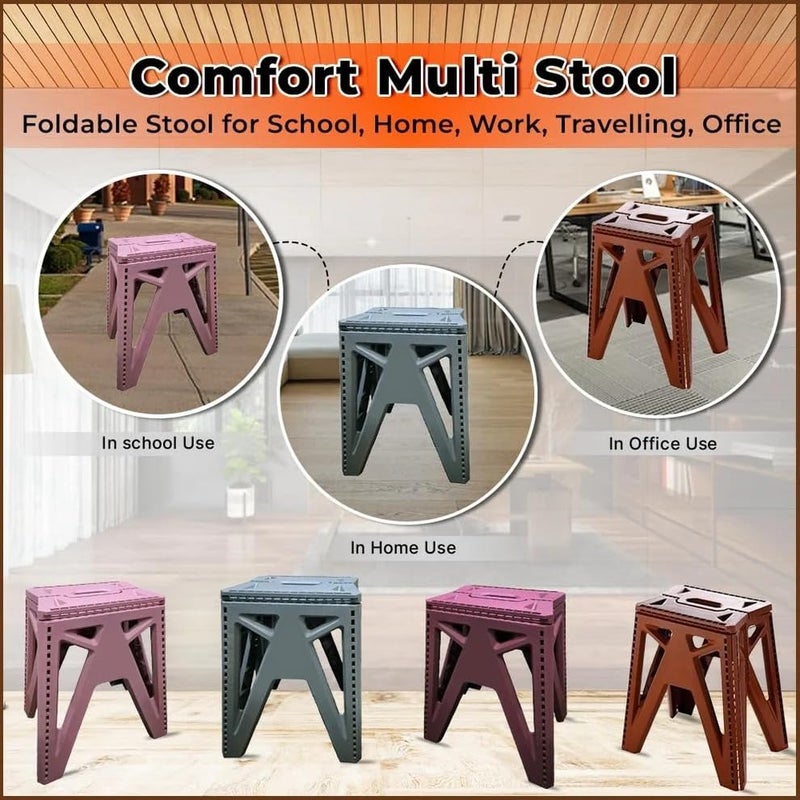 SUPERMOM Folding Stool 18 Inch – Foldable Step Stool with Non-Slip Surface, Holds Up to 95Kg, Portable & Durable for Kitchen, Bathroom, Garden, Bedroom, Adults Use & Safe Enough for Kids (Pack of 1) - Image 4
