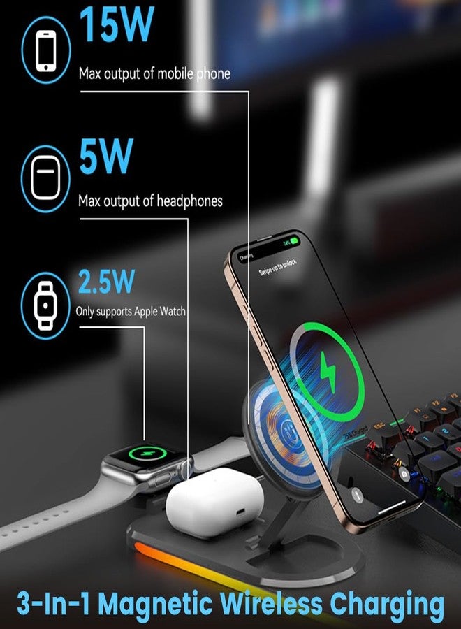 Dexmary 3 in 1 Mouse Pad with Wireless Charging, 31.5"x11.8" Mouse Pad RGB with Magnetic Wireless Charging,15 Light Modes,Non-Slip Base,Waterproof Keyboard Pad, Black - Image 2