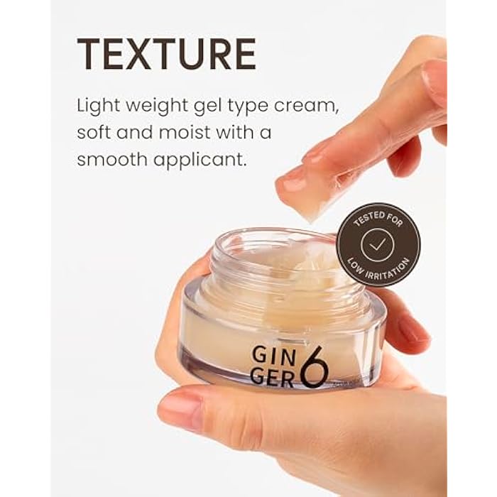 GINGER6 Active Water Cream for Face, 1.69fl. oz. - Lightweight Hydrating Gel Moisturizer, Oil-Free Water Cream with 76% Ginger Water, 10 Hyaluronic Acids, and Peptides for Glass Skin - Image 5