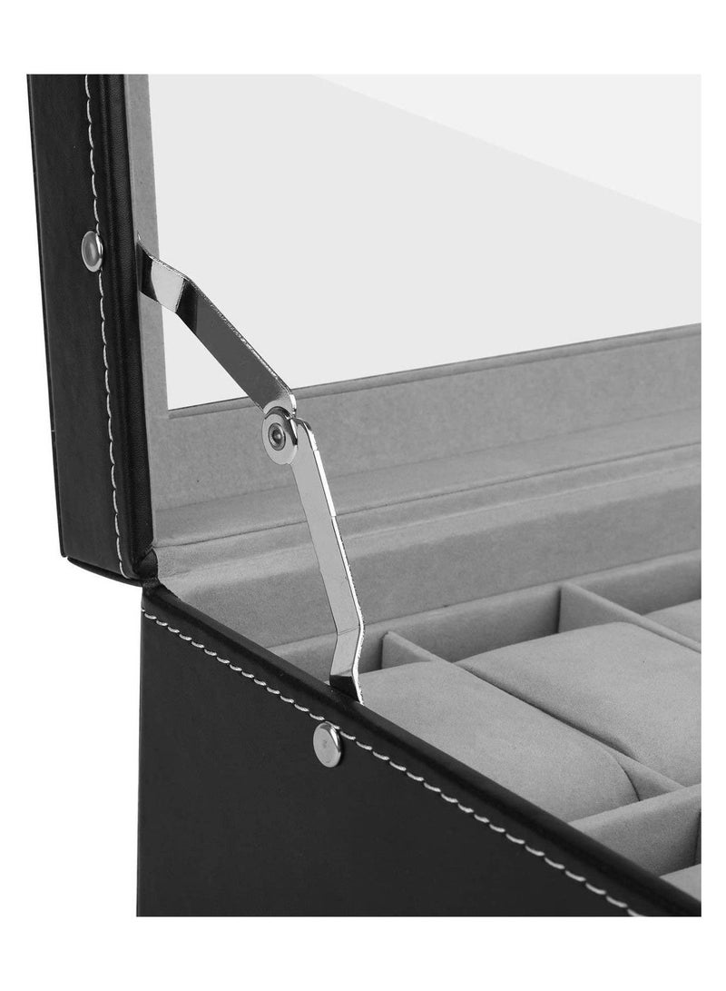 BLOOMING TIME 12 Slots Watch Case Organizer With Jewelry Drawer Black  - Image 3