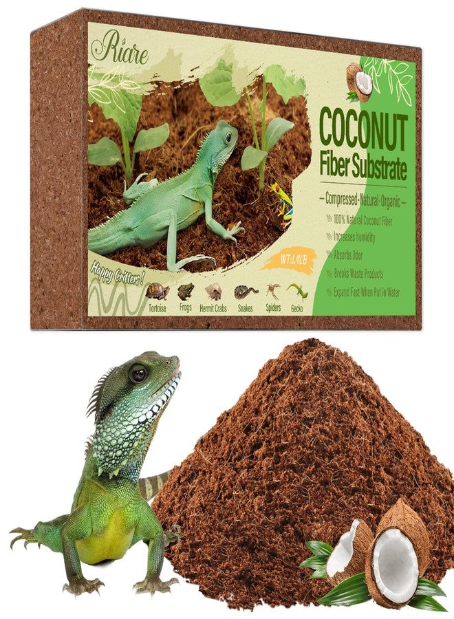 Riare 1 Pack Natural Coconut Fiber Substrate for Reptile- Premium Compressed Coconut Husk Terrarium Bedding for Reptile, Tortoise, Frogs, Snakes Hermit Crabs, Burrowing Animals - Image 1