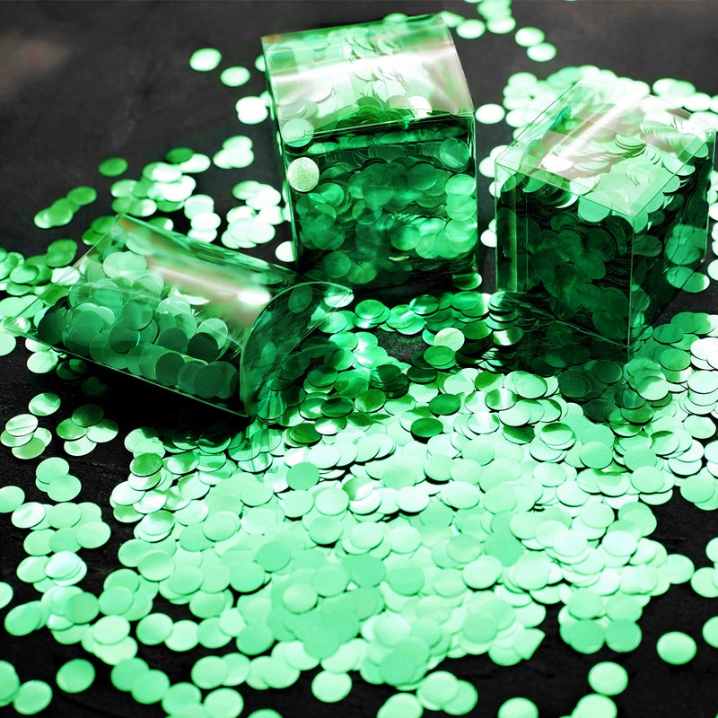AWESON PARTY Green Foil Metallic Round Table Confetti Decor - Summer Tropical Jungle Safari Baby Shower Birthday Party Mylar Scatter Confetti Decorations, 60g - Image 3