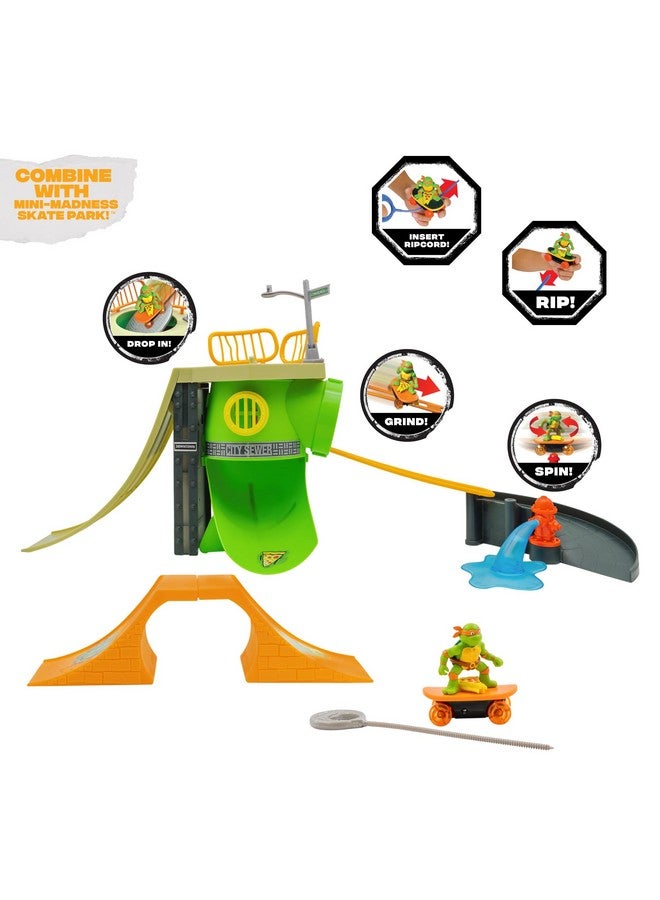 Teenage Mutant Ninja Turtles لعبة سلاحف النينجا المراهقين، مجموعة ملعب التزلج جنون السلاحف، إصدار كلاسيكي مجموعة TMNT للأطفال، أعمار 3 سنوات فما فوق - Image 2