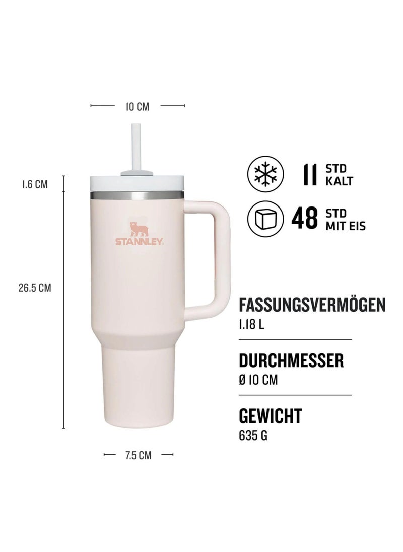 Stanley - Quencher H2.0 FlowState Stainless Steel Tumbler 40 oz with Lid & Straw – Vacuum Insulated for Hot & Cold Drinks, Cream White – Perfect for Water, Iced Tea, Coffee & Smoothies - Image 1